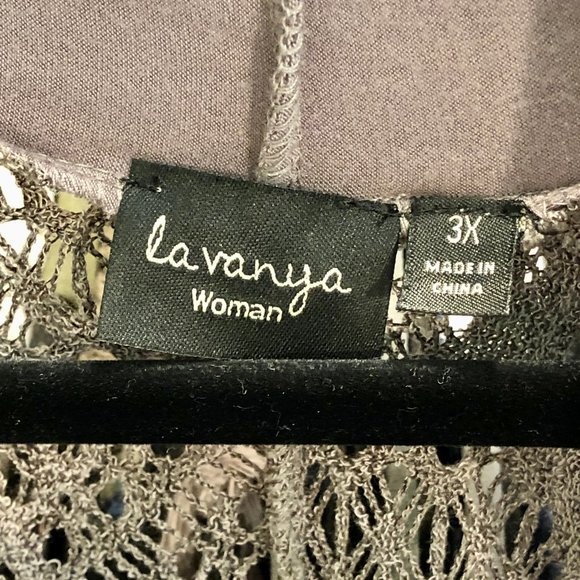 Bundle of two La Vanya Lace Cardigans in ivory & tan Sz 3XL - Picture 12 of 13